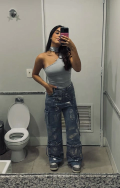 Calça prateada - comprar online