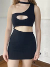 Vestido canelado preto