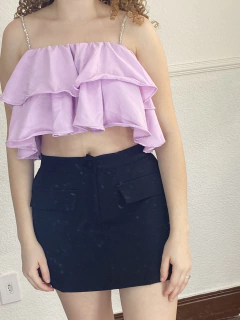 Cropped babado lilás - comprar online