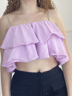Cropped babado lilás