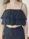 Cropped babado preto