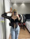 Cropped Livia com mangas