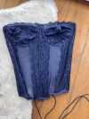 Corset azul renda