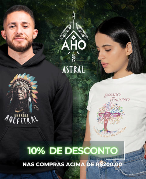 Imagem do banner rotativo AHO Astral | Camisetas  que expressam a Ancestralidade e a Espiritualidade | Frete Grátis para Todo Brasil 