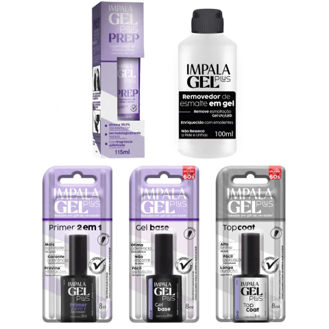 Esmalte em Gel Impala GEL Plus Kit Preparação Finalização e Remoção de Unhas em Gel Kit Completo - comprar online