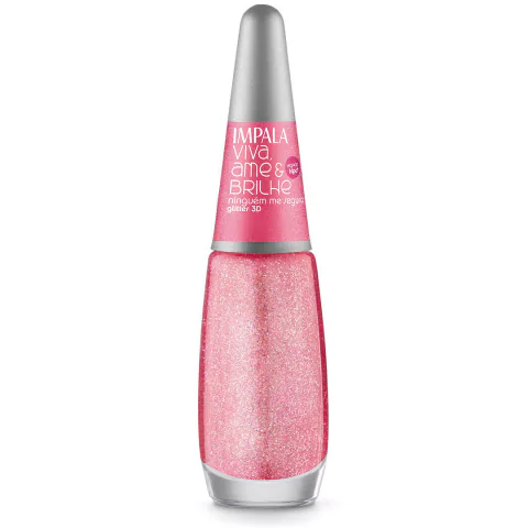 Esmalte Impala Ninguém me Segura Glitter 3D Coleção Viva, Ame & Brilhe
