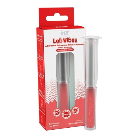 Lub Vibes Lubrificante Com Apliador, Efeito De Vibração E Sabor De Morango 5G