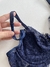 Imagem do Conjunto renda chantilly calcinha tanga - Azul marinho