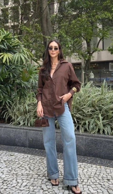 Conjunto camisa social e calça - Marrom - comprar online