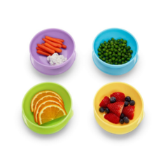 KIT 4 BOWLS COM TAMPA E 2 COLHERES - MUNCHKIN na internet