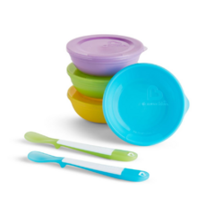 KIT 4 BOWLS COM TAMPA E 2 COLHERES - MUNCHKIN