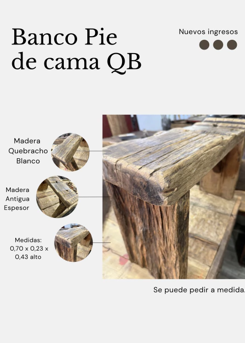 Banco Pie de cama QB - comprar online