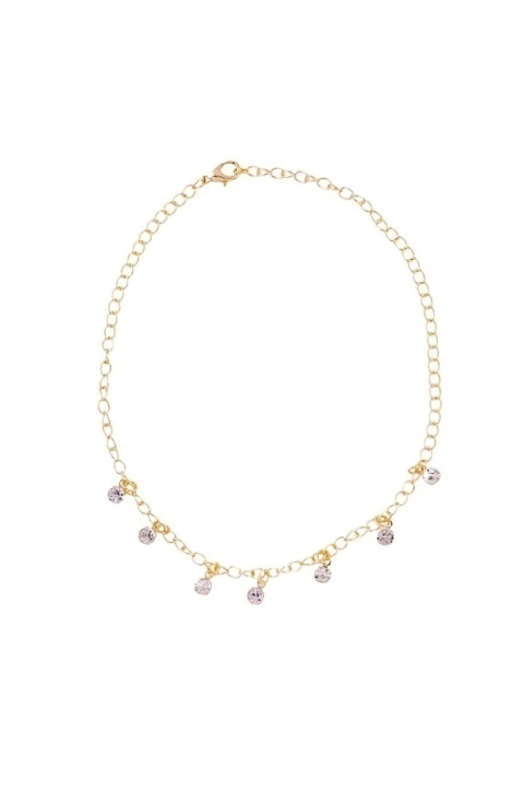 Tornozeleira cristais folheada a ouro