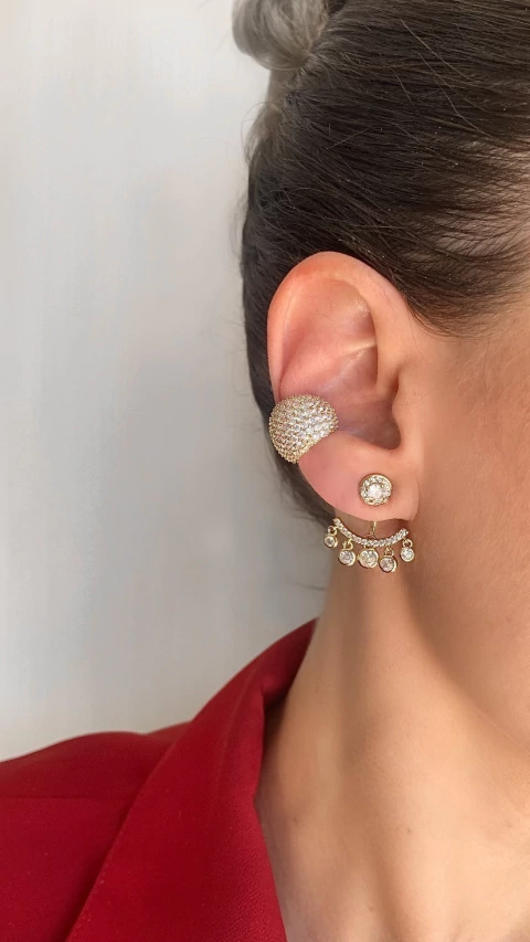 Brinco ear jacket dourado