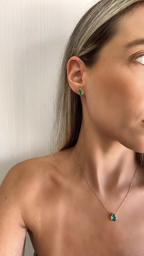 Conjunto gota verde esmeralda