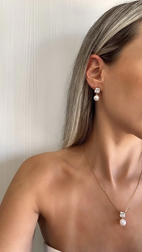 Conjunto cristal com pérola