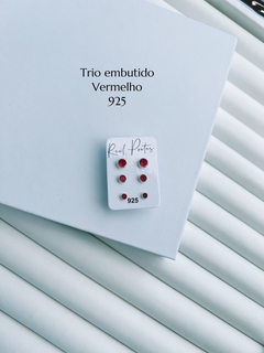 Trio Zirconia Embutido Vermelho