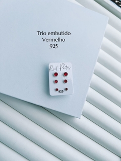 Trios Zirconia Embutido Vermelho Kit 10 ( ALTO ATACADO )