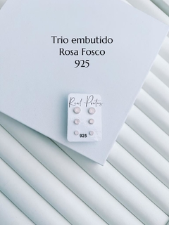 Trio Zirconia Embutido Rosa - comprar online