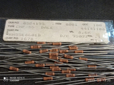 Resistor de Precisão 8k6 100mw 0,1% Rn55e8601b Dale