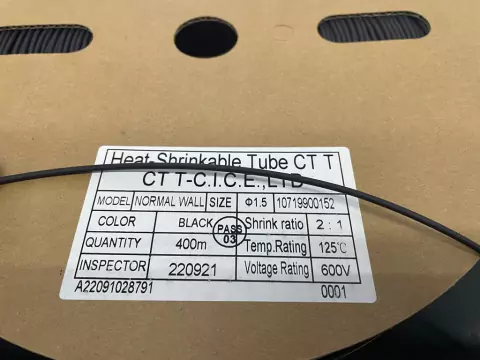 Termo Retratil Ø 1,5mm Preto