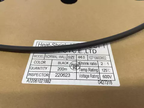 Termo Retratil Ø 6mm Preto