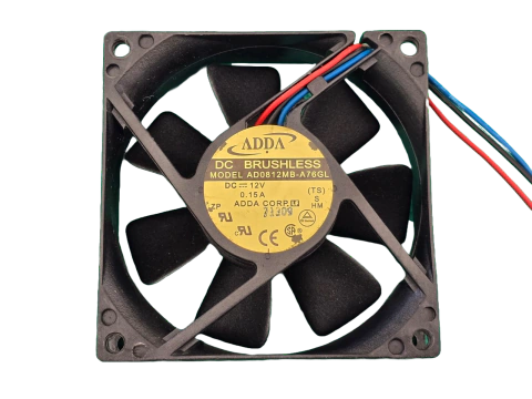 Ventoinha 80x80x25mm 12v 0,15amp 3 Fios Ad0812mb-a76gl Rolamento Adda