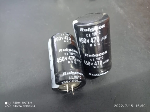 Capacitor Eletrolítico 470uf/450v Snap-in 105° 30x50mm Serie Mxg Rubycon Usado