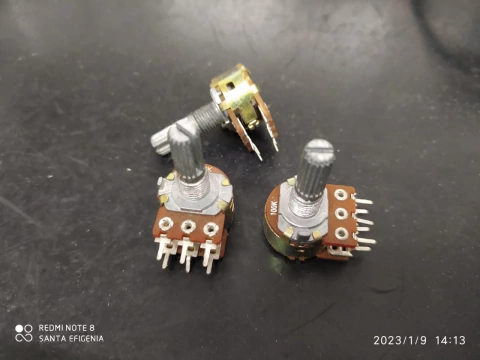 Potenciometro 100kb 16mm L20 Linear Duplo 6 Terminais