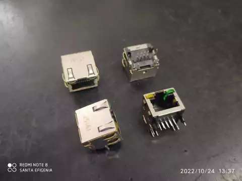 Conector Rj45 Blindado Com Led 2-406549-1 Amp