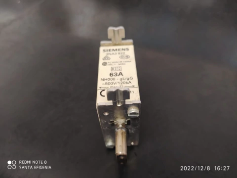 Fusivel Nh000 63amp 500v 120ka 3na3 822 Siemens