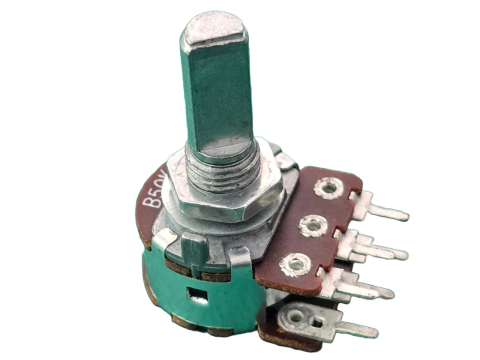 Potenciometro 50kb 16mm L20 Linear Duplo Eixo Metalico Meia Lua