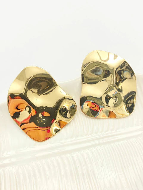 Brinco placa martelada redondo