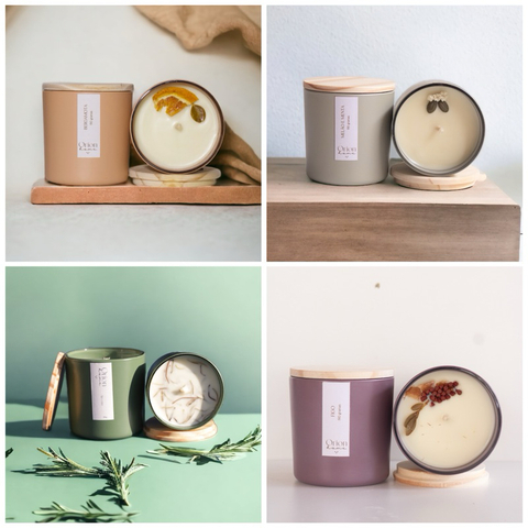 Vela aromática Artesanal 190g - Vários aromas e cores - Cera de Coco