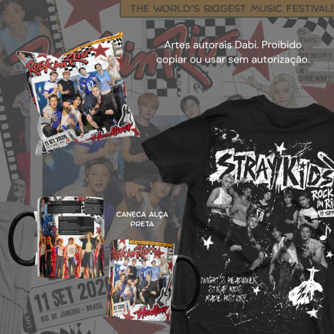 KIT - Camiseta + Caneca + Almofada Stray Kids ROCK IN RIO 2026