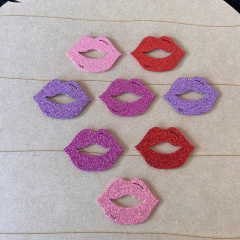 Boca de EVA com glitter 5cm cortado a laser - 20 unidades