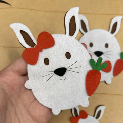 Aplique Coelho da Páscoa de feltro 7cm e 10 cm - 10 unidades - Ticia Reis