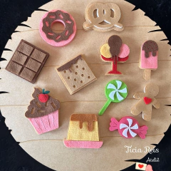 Doces de feltro frente e verso + manta acrílica 22 unidades - comprar online