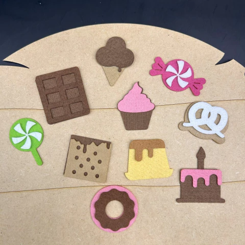 Mini doces de feltro 3.5cm - 50 unidades - comprar online