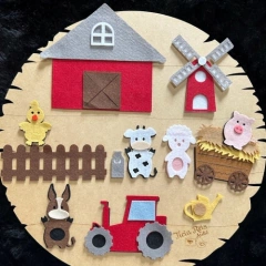 Aplique mini fazendinha de feltro 12 itens