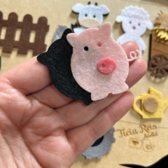 Aplique mini fazendinha de feltro 12 itens - comprar online