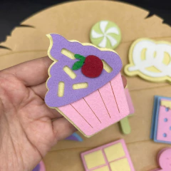 Doces de feltro frente e verso + manta acrílica 22 unidades - comprar online