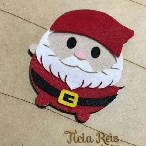 Papai Noel de feltro aplique para body , fantasia, roupa, sacolinha e artesanato em geral - 4 unidades