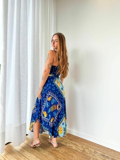 Conjunto Saia e Cropped Estampa Azul - loja online