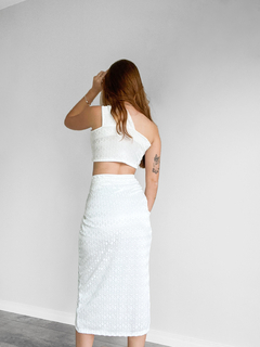 Conjunto Saia e Cropped Off White