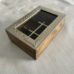 Caja de té o alhajero de madera y alpaca de 6 divisiones - comprar online