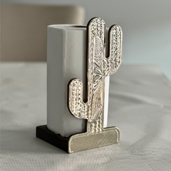 Porta rollo cocina cactus de madera y alpaca