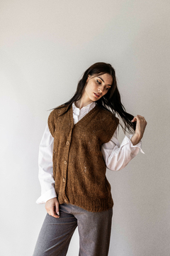 Chaleco con botones lana de llama- grande - tienda online