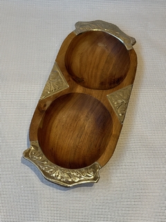 Copetinero de madera y alpaca de 2 divisiones
