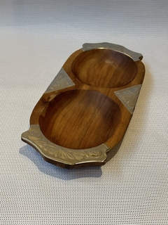 Copetinero de madera y alpaca de 2 divisiones - comprar online